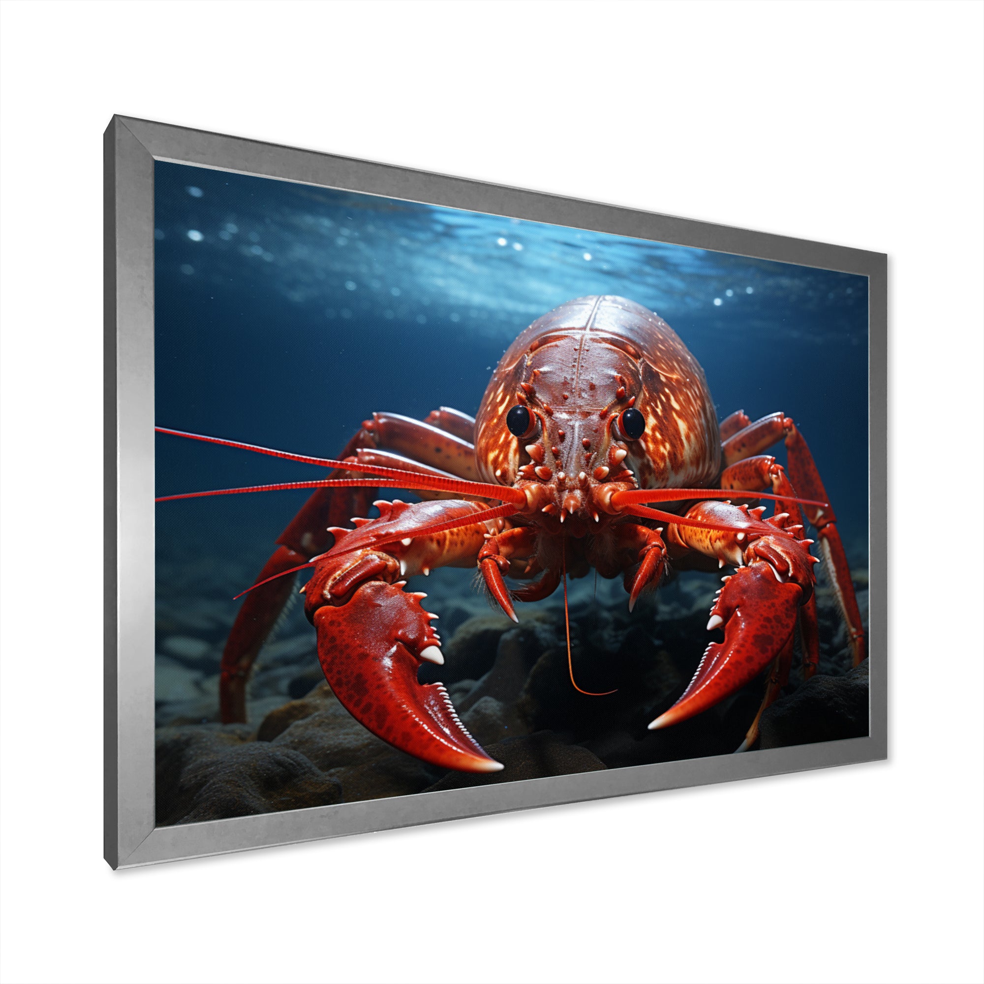 Coral Teal Lobster Grace - Coral Lobster Wall Art