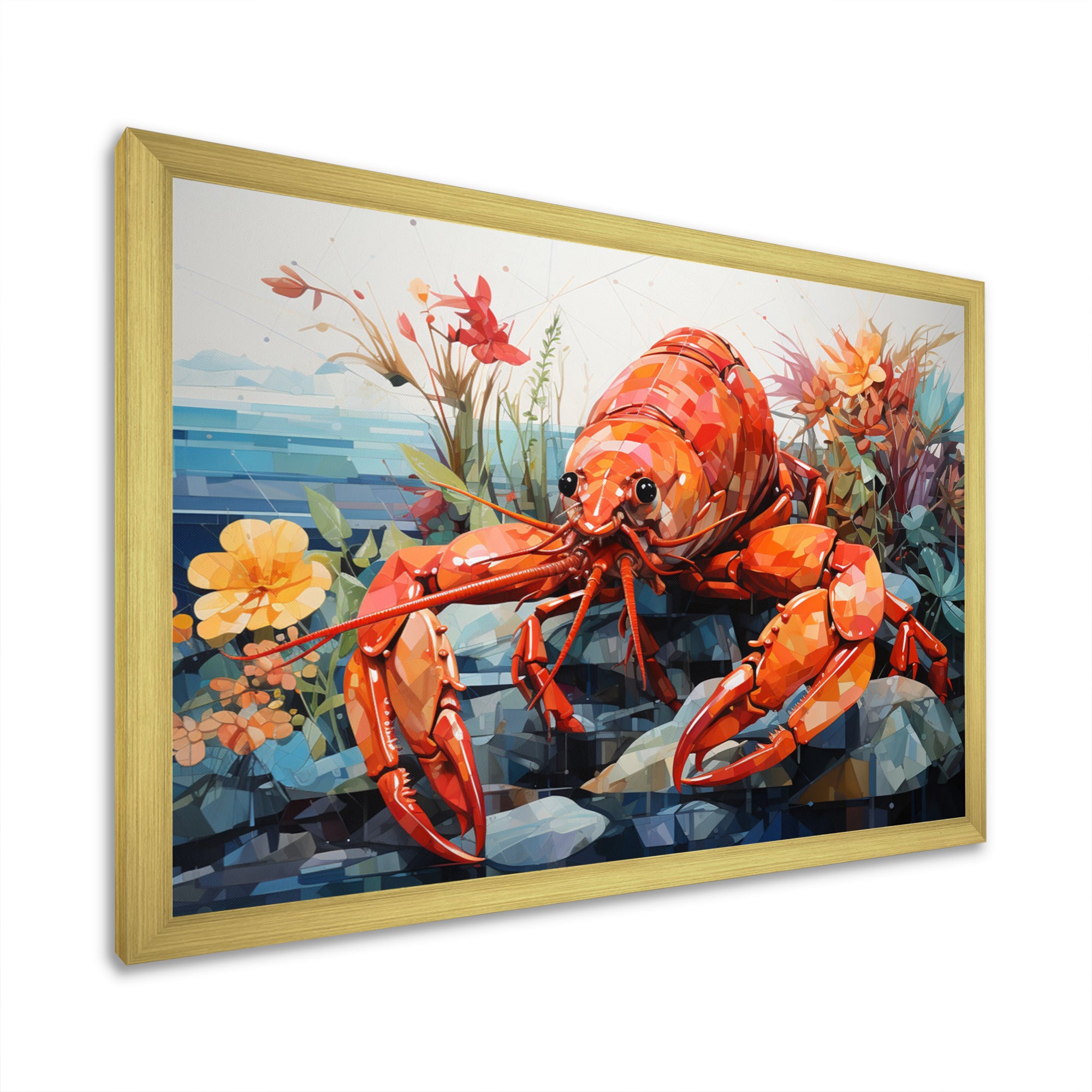 Coral Yellow Lobster Grace Geometric - Coral Lobster Wall Art