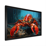 Red Lobster Under Warter - Lobster Framed Canvas Art
