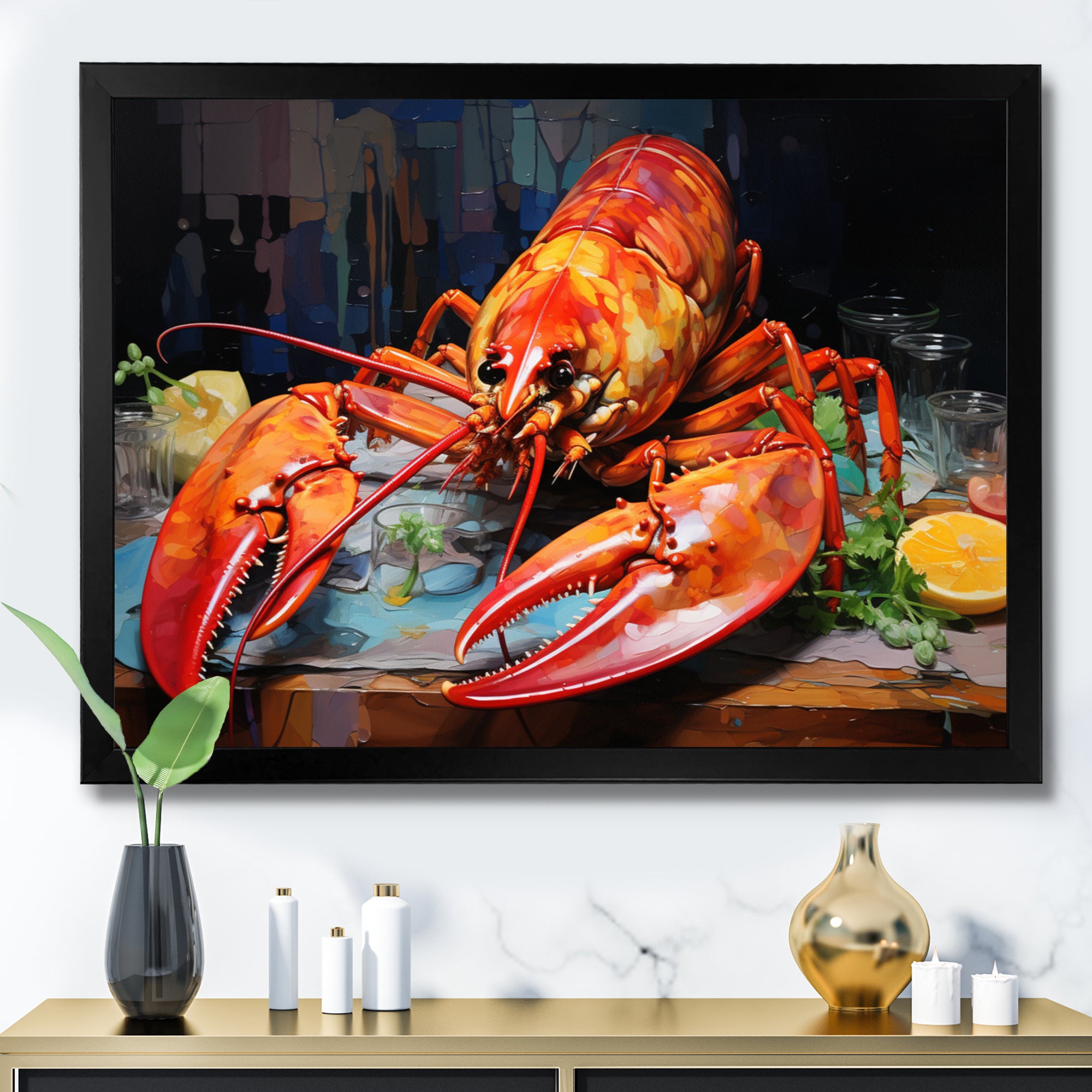 Red Lobster Meal - Lobster Large Canvas Wall Art