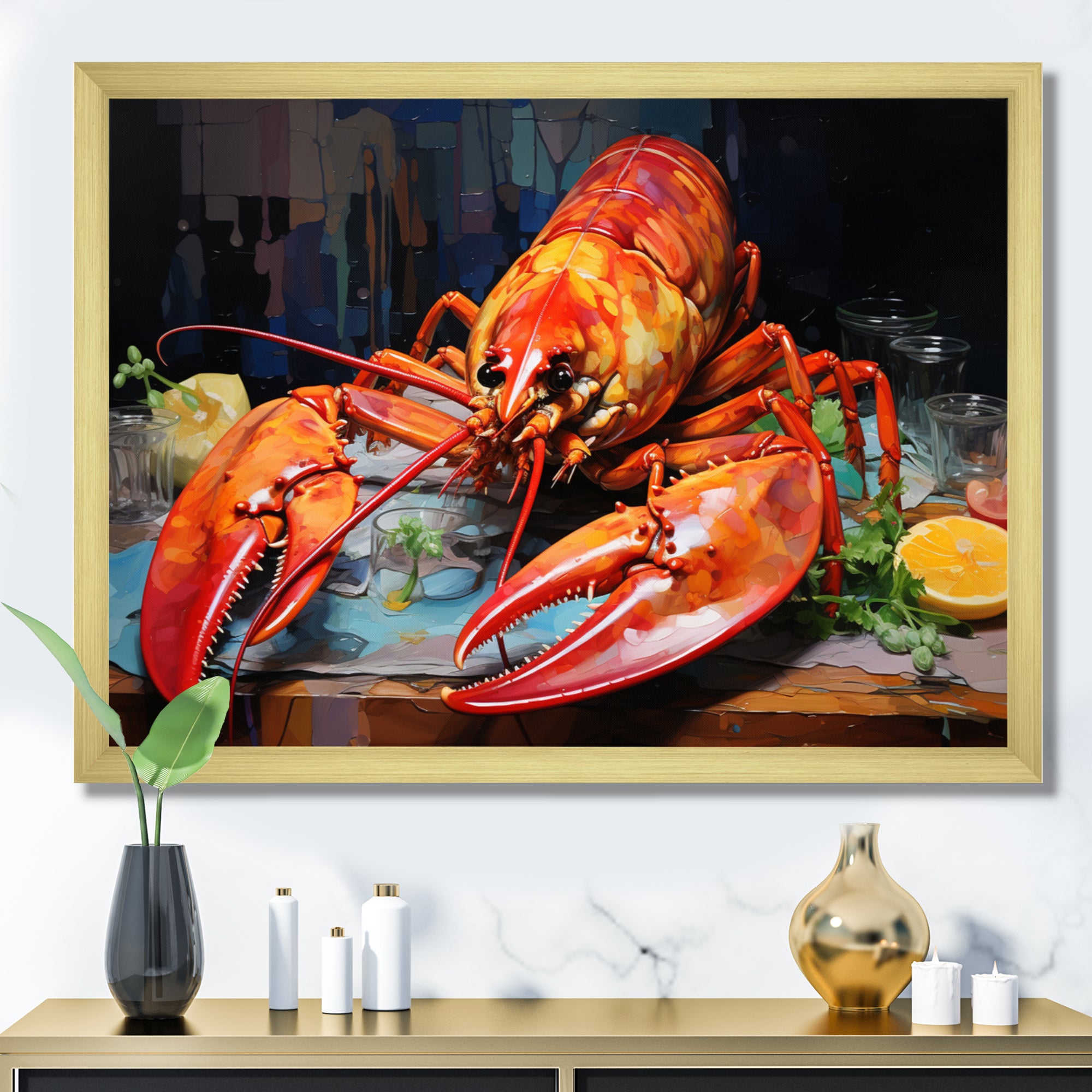 Red Lobster Meal - Lobster Large Canvas Wall Art