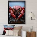 Coral Grey Lobster Portrait Vibrant - Lobster Living Room Wall Art