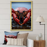Coral Grey Lobster Portrait Vibrant - Lobster Living Room Wall Art