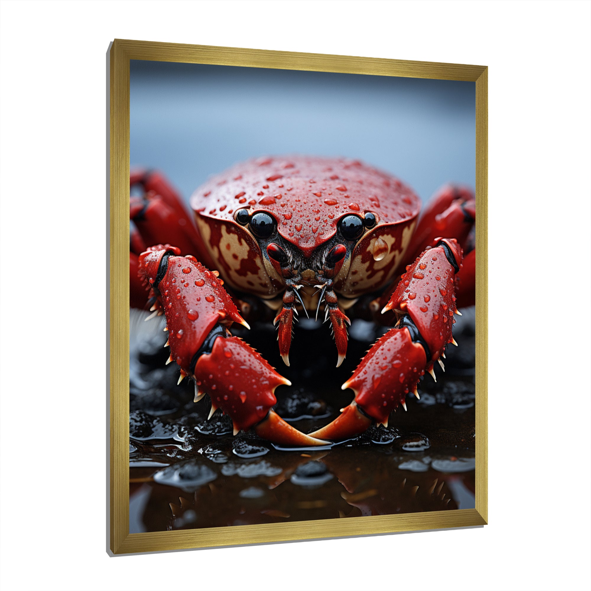 Coral Grey Lobster Portrait Vibrant - Lobster Living Room Wall Art