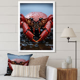 Coral Grey Lobster Portrait Vibrant - Lobster Living Room Wall Art