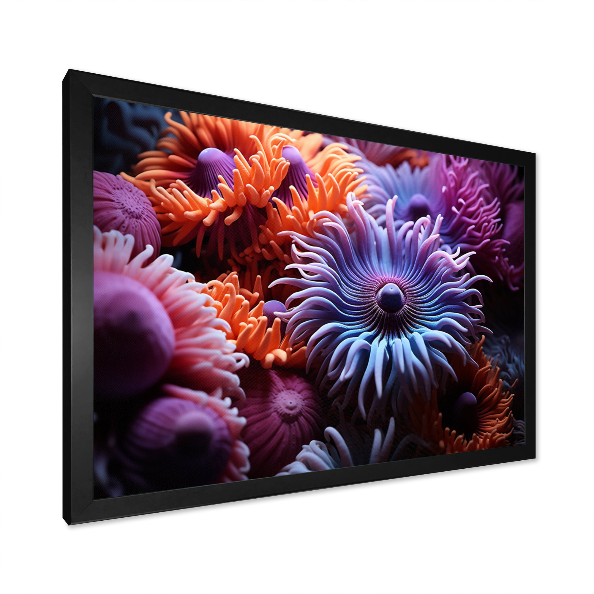 Purple Coral Marine Animals Harmony - Marine Animals Framed Canvas Art