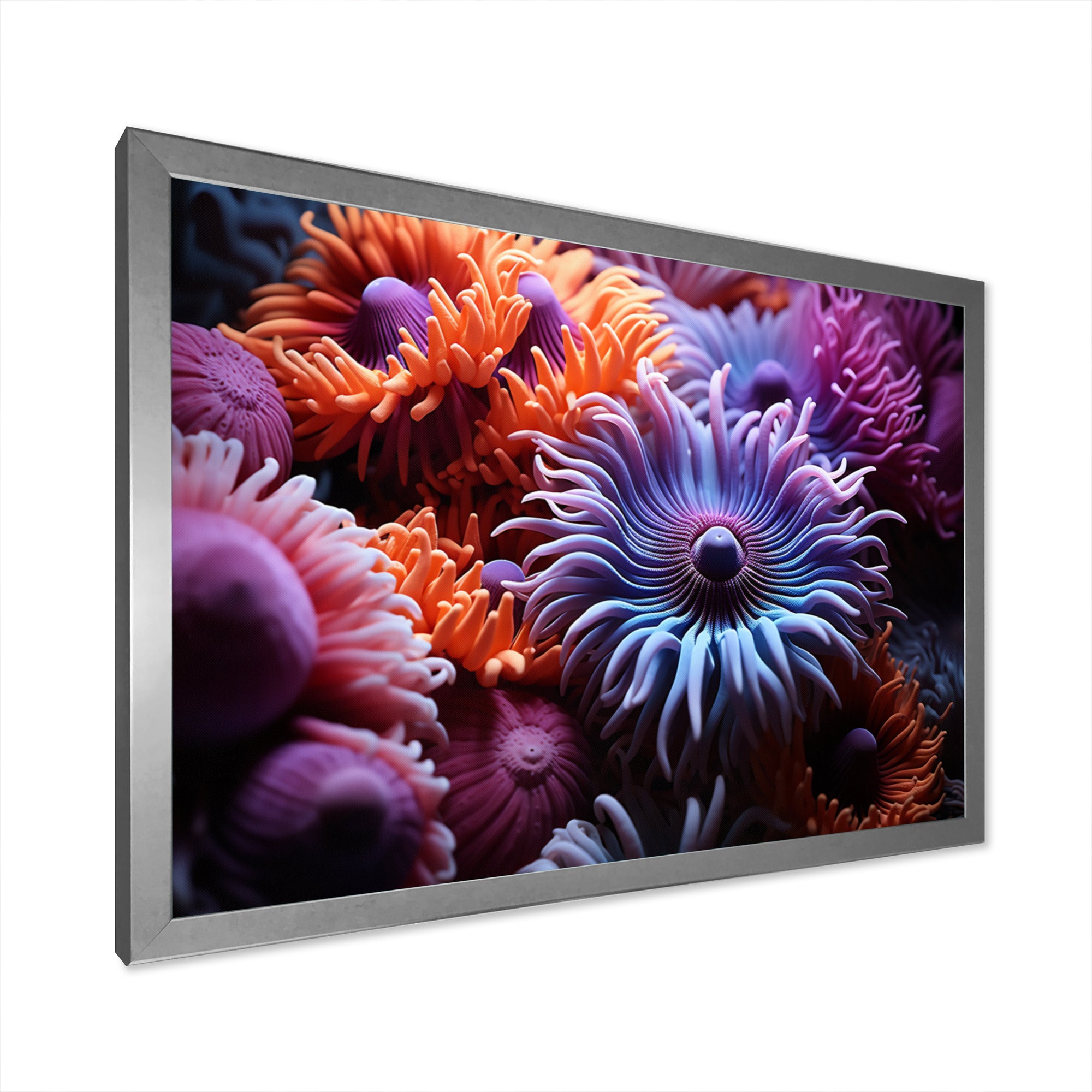 Purple Coral Marine Animals Harmony - Marine Animals Framed Canvas Art