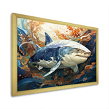 Grey Orange Shark Harmony - Marine Animals Wall Art Prints