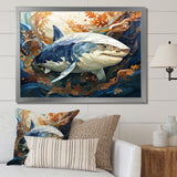 Grey Orange Shark Harmony - Marine Animals Wall Art Prints