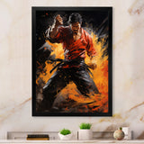 Orange Red Martial Art Abstract Impact - Martial Arts Canvas Wall Art