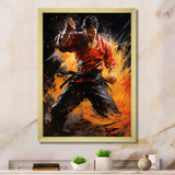 Orange Red Martial Art Abstract Impact - Martial Arts Canvas Wall Art