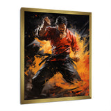 Orange Red Martial Art Abstract Impact - Martial Arts Canvas Wall Art