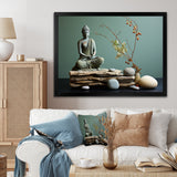 Grey Green Meditation Abstract Serenity I - Martial Arts Canvas Wall Art