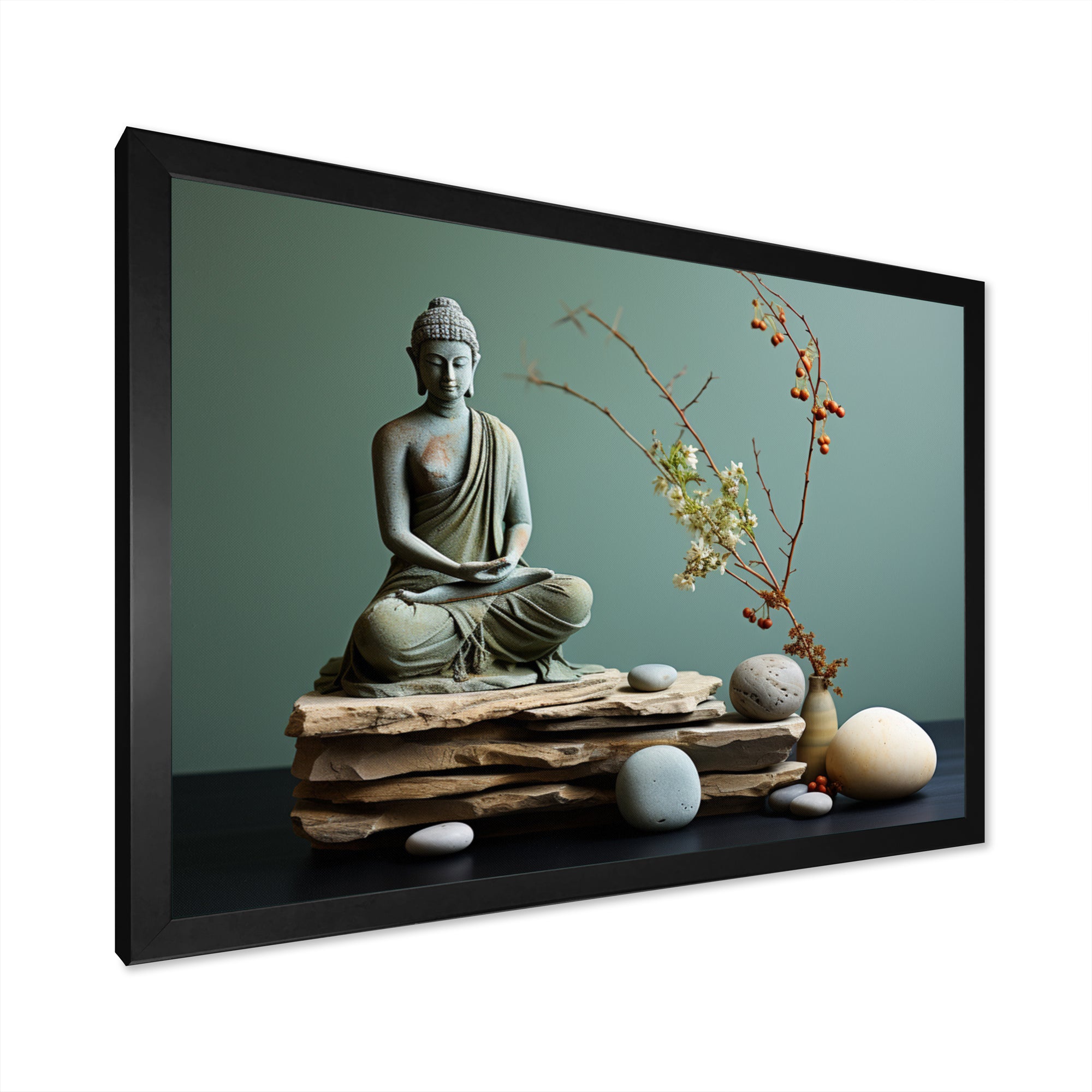 Grey Green Meditation Abstract Serenity I - Martial Arts Canvas Wall Art
