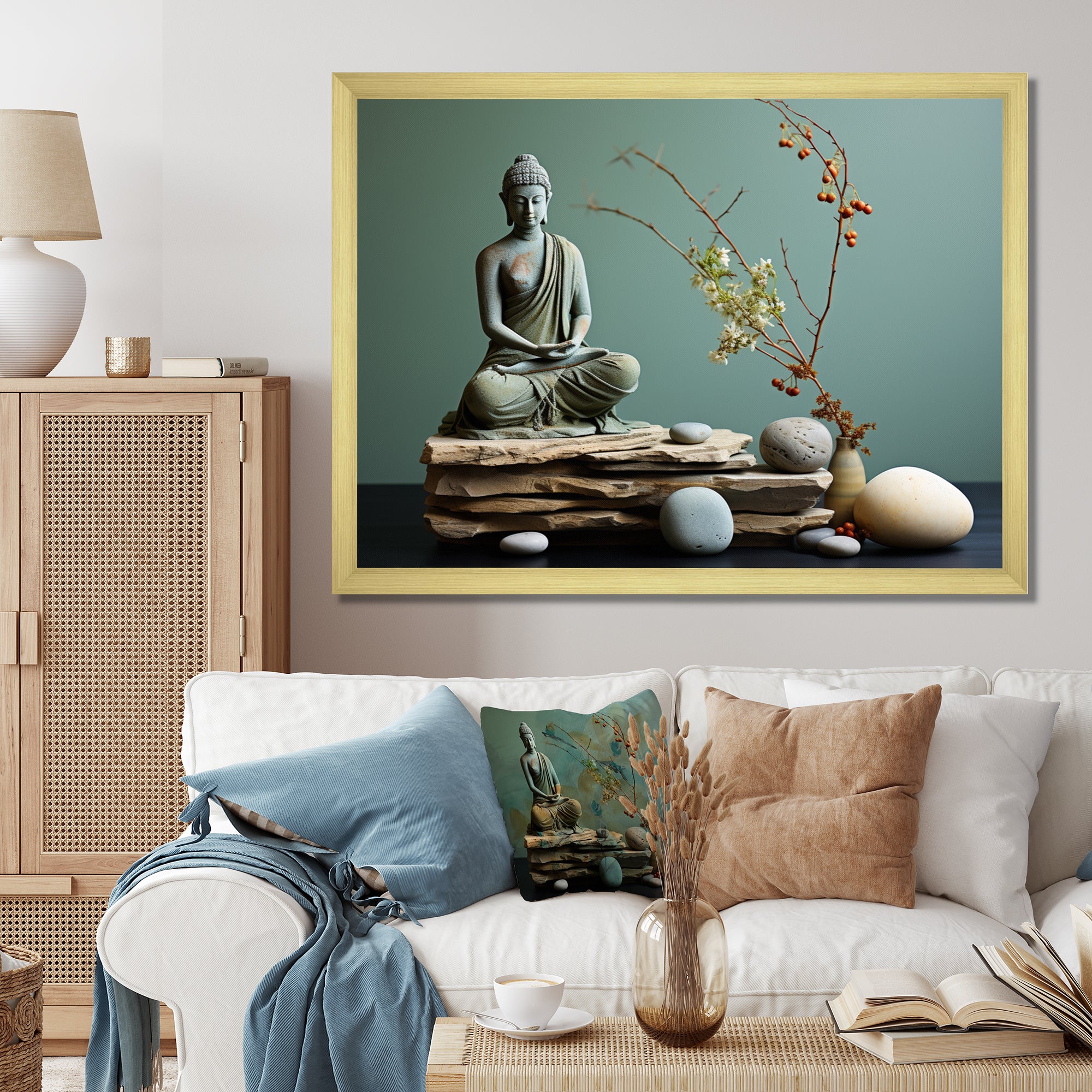 Grey Green Meditation Abstract Serenity I - Martial Arts Canvas Wall Art