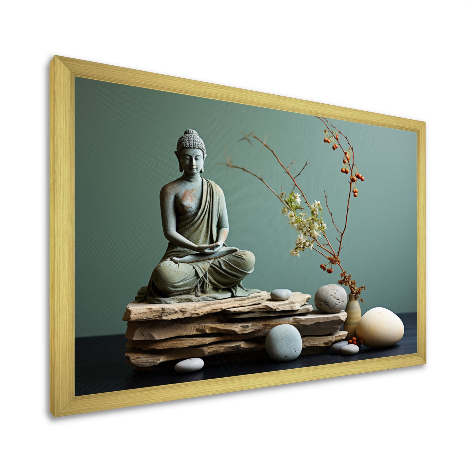 Grey Green Meditation Abstract Serenity I - Martial Arts Canvas Wall Art