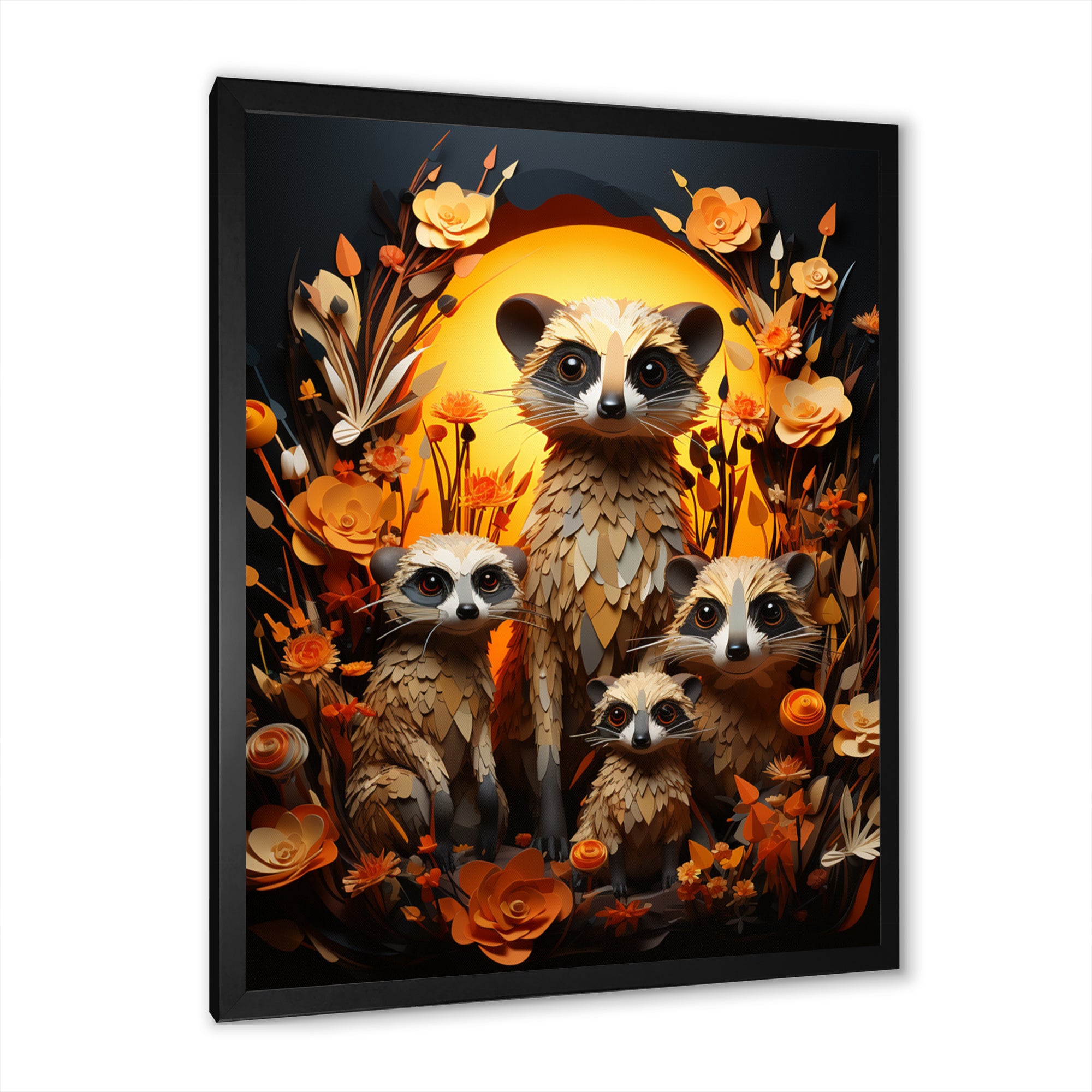Orange Black Meercat Community Papercut - Orange Meercat Wall Art