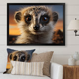Brown Peach Meercat Portrait - Meercat Framed Canvas Art