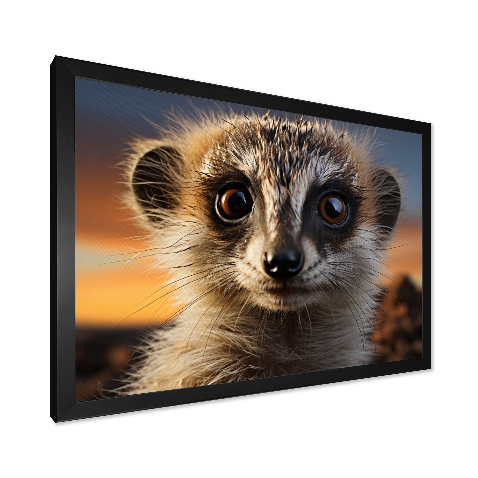 Brown Peach Meercat Portrait - Meercat Framed Canvas Art
