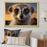 Brown Peach Meercat Portrait - Meercat Framed Canvas Art