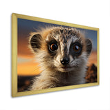 Brown Peach Meercat Portrait - Meercat Framed Canvas Art