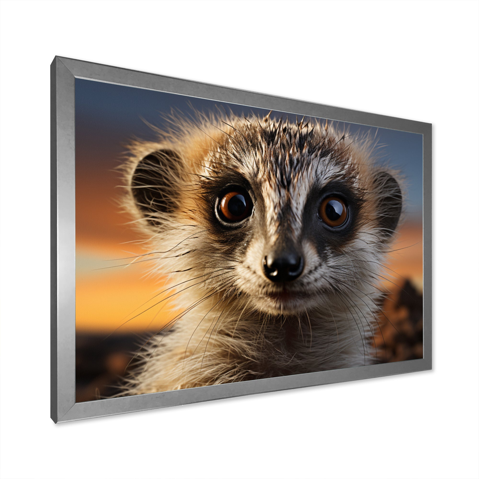 Brown Peach Meercat Portrait - Meercat Framed Canvas Art