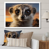 Brown Peach Meercat Portrait - Meercat Framed Canvas Art