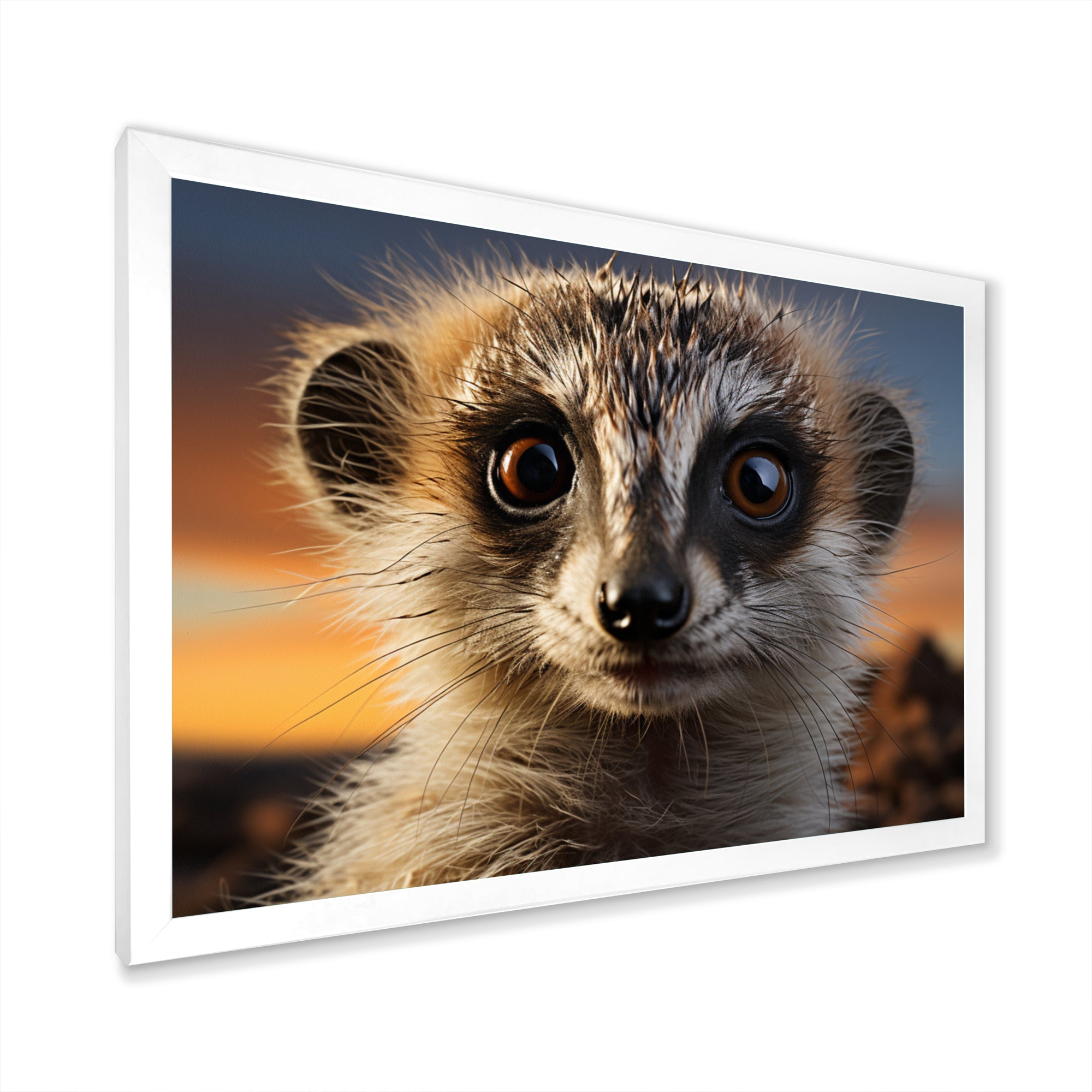 Brown Peach Meercat Portrait - Meercat Framed Canvas Art
