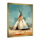 Turquoise Beige Native Tipi Whispers Of Spirit - People Canvas Wall Art