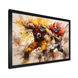 Yellow Football Abstract Blitz I - Football Canvas Wall Art