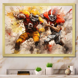 Yellow Football Abstract Blitz I - Football Canvas Wall Art