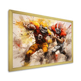 Yellow Football Abstract Blitz I - Football Canvas Wall Art