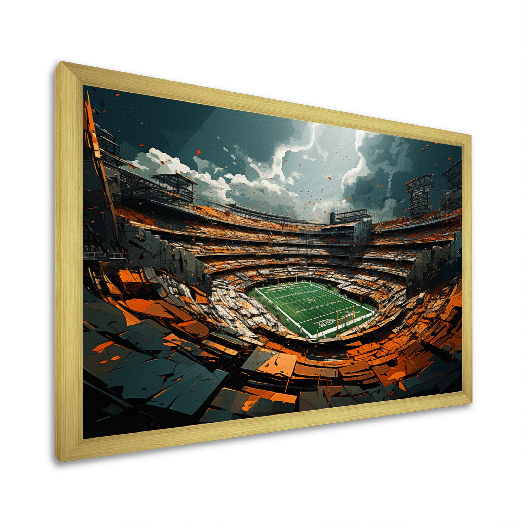 Green Football Abstract Stadium - Football Canvas Wall Art