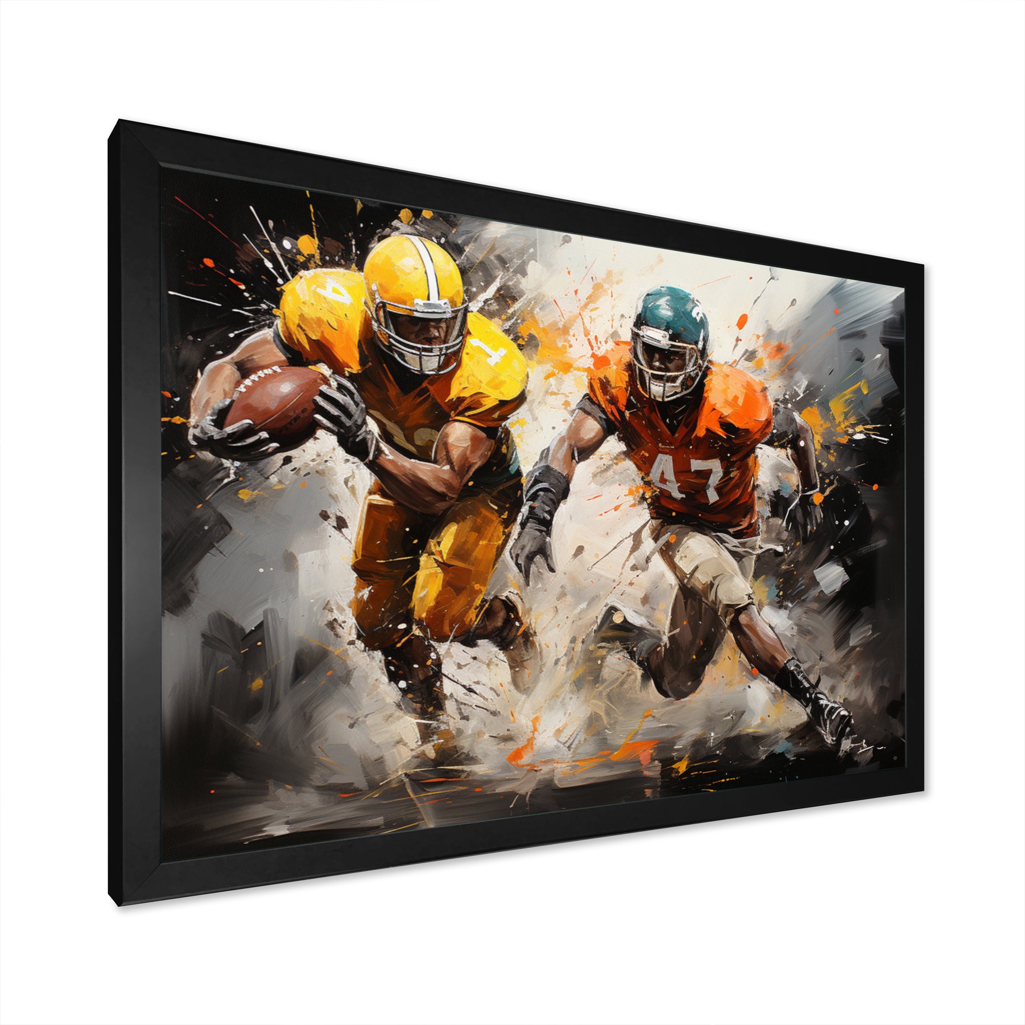 Orange Football Abstract Victory - Football Canvas Wall Art
