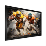Orange Football Abstract Victory - Football Canvas Wall Art