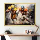 Orange Football Abstract Victory - Football Canvas Wall Art