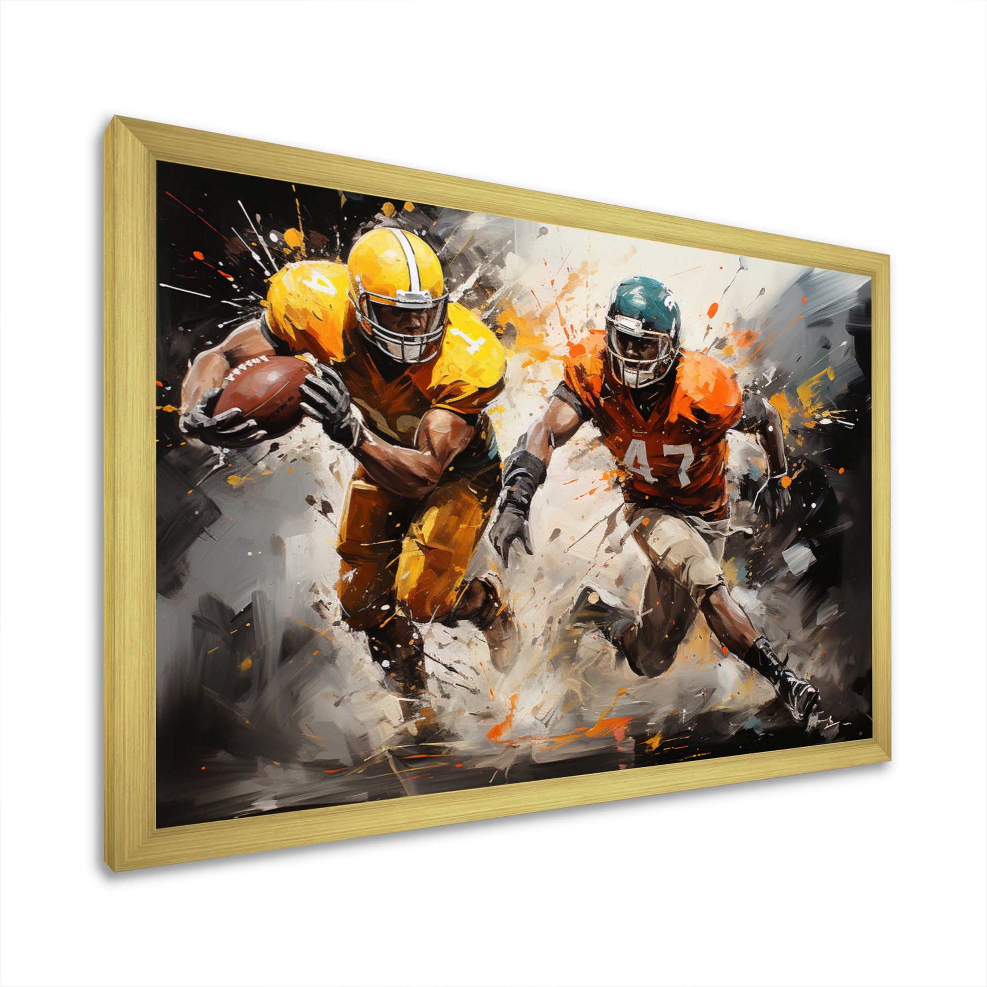 Orange Football Abstract Victory - Football Canvas Wall Art
