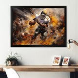 Yellow Football Abstract Victory - Football Canvas Wall Art