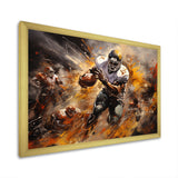 Yellow Football Abstract Victory - Football Canvas Wall Art