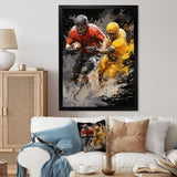 Yellow Football Dynamic Plays I - Football Canvas Wall Art