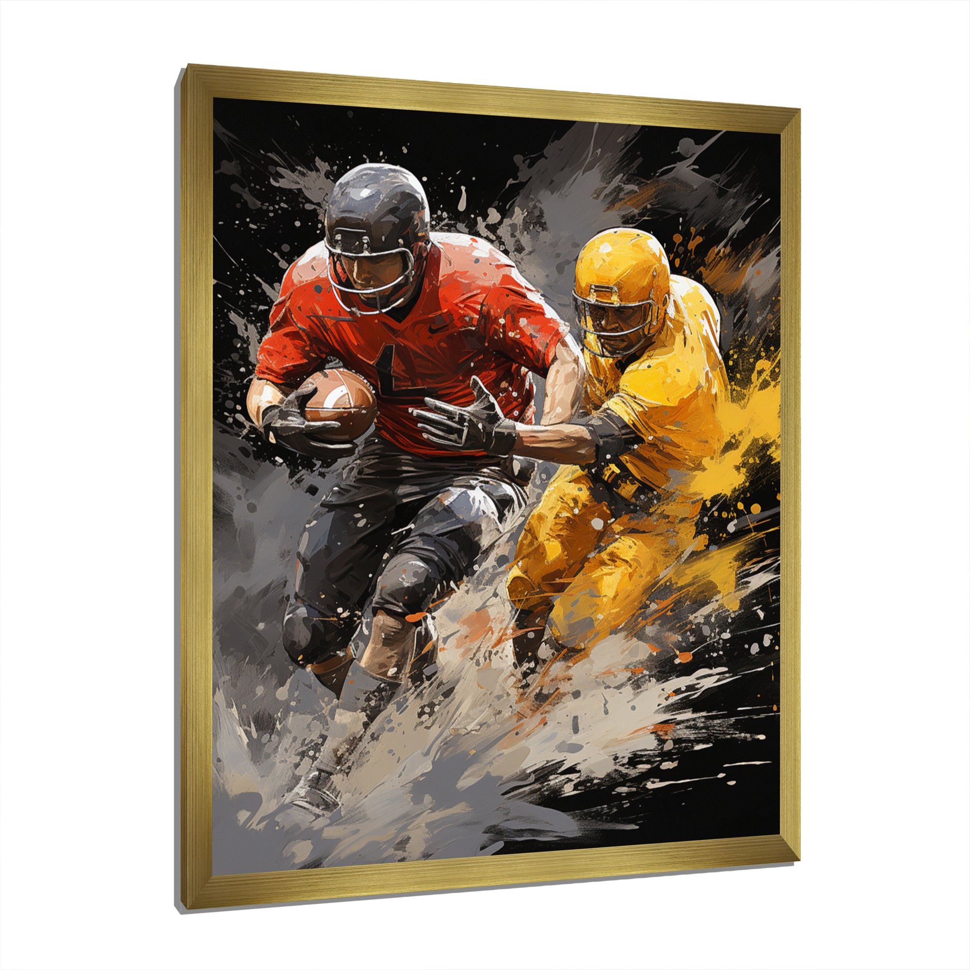Yellow Football Dynamic Plays I - Football Canvas Wall Art
