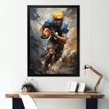 Yellow Football Dynamic Tackles I - Football Canvas Wall Art