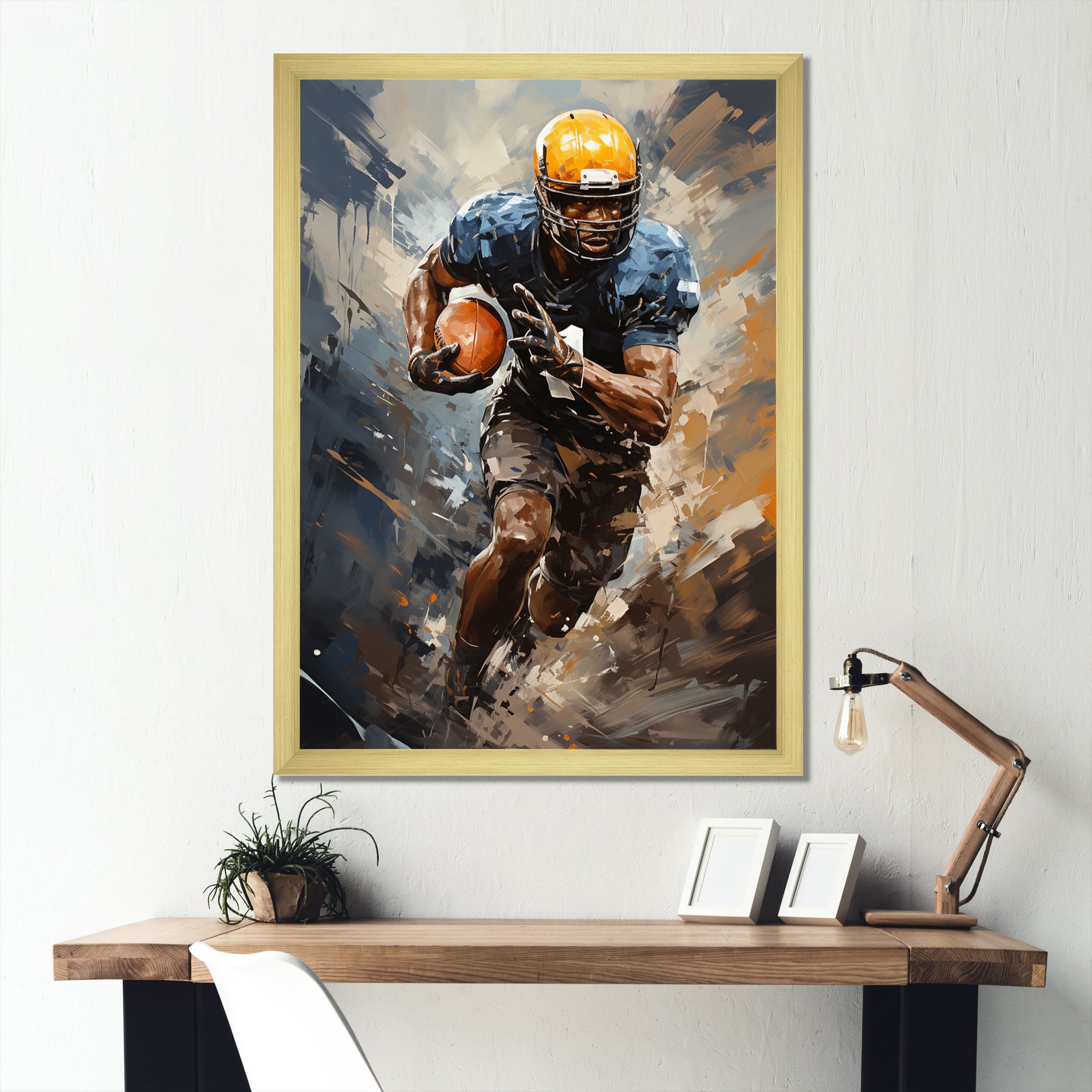 Yellow Football Dynamic Tackles I - Football Canvas Wall Art