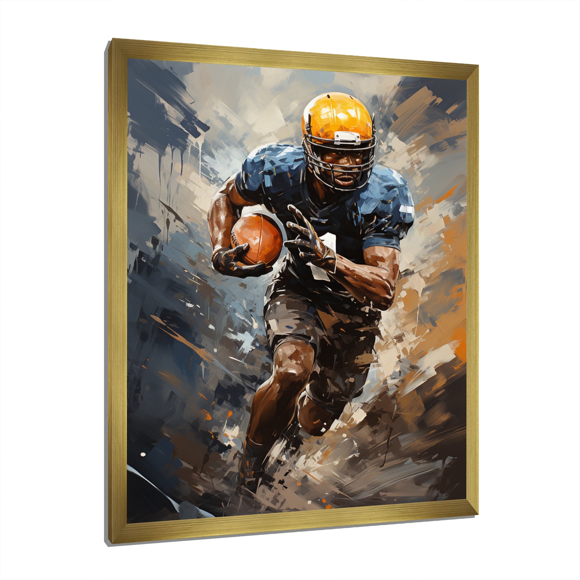 Yellow Football Dynamic Tackles I - Football Canvas Wall Art