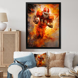 Orange Football Energy Burst I - Football Canvas Wall Art