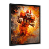 Orange Football Energy Burst I - Football Canvas Wall Art