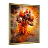 Orange Football Energy Burst I - Football Canvas Wall Art