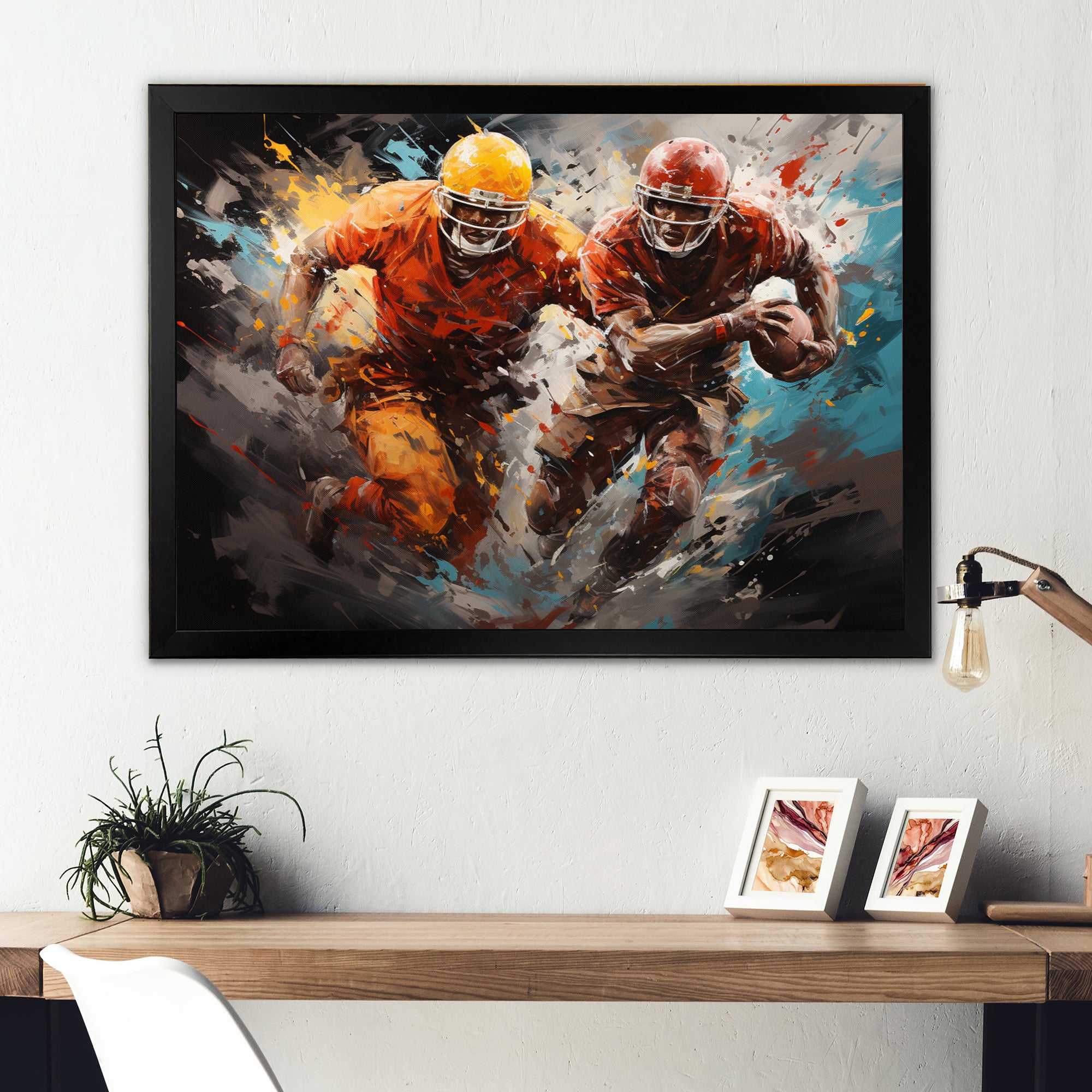 Yellow Football Gridiron Expression - Football Canvas Wall Art