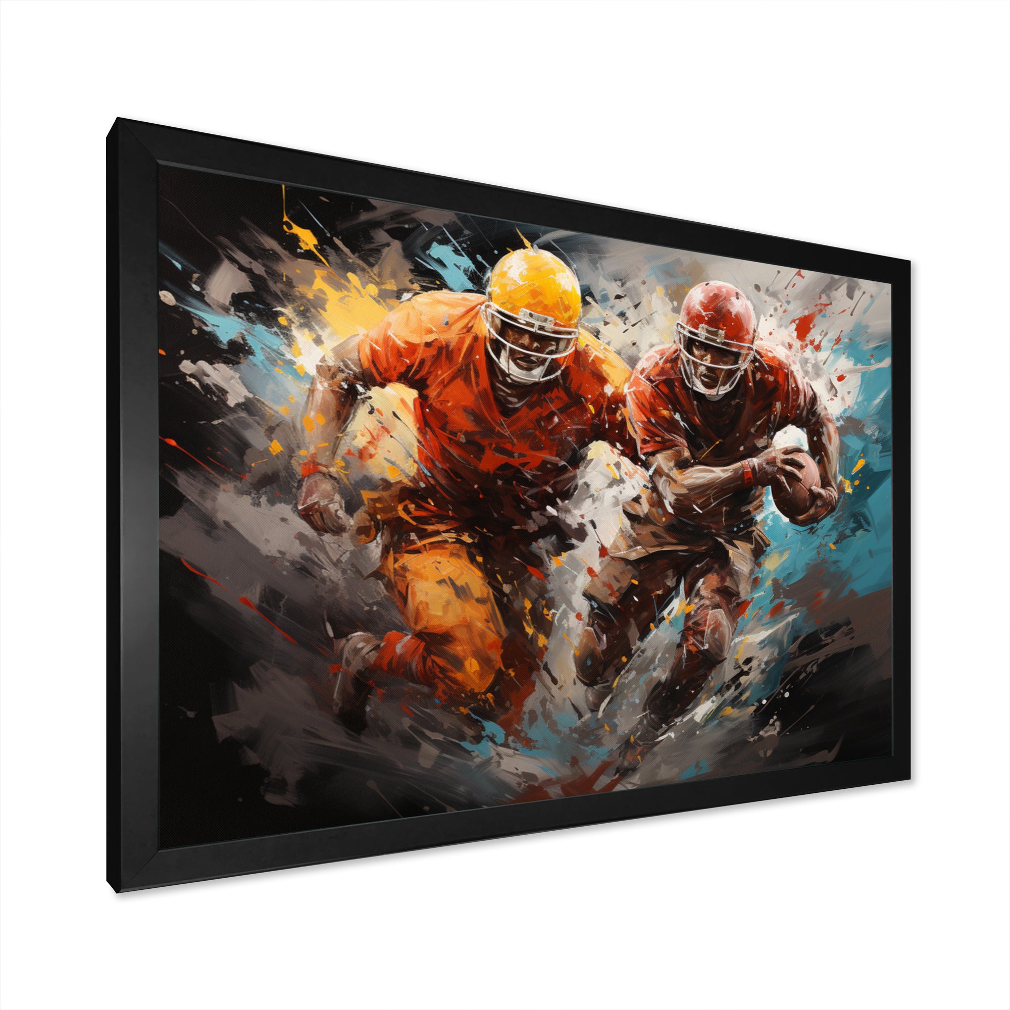 Yellow Football Gridiron Expression - Football Canvas Wall Art