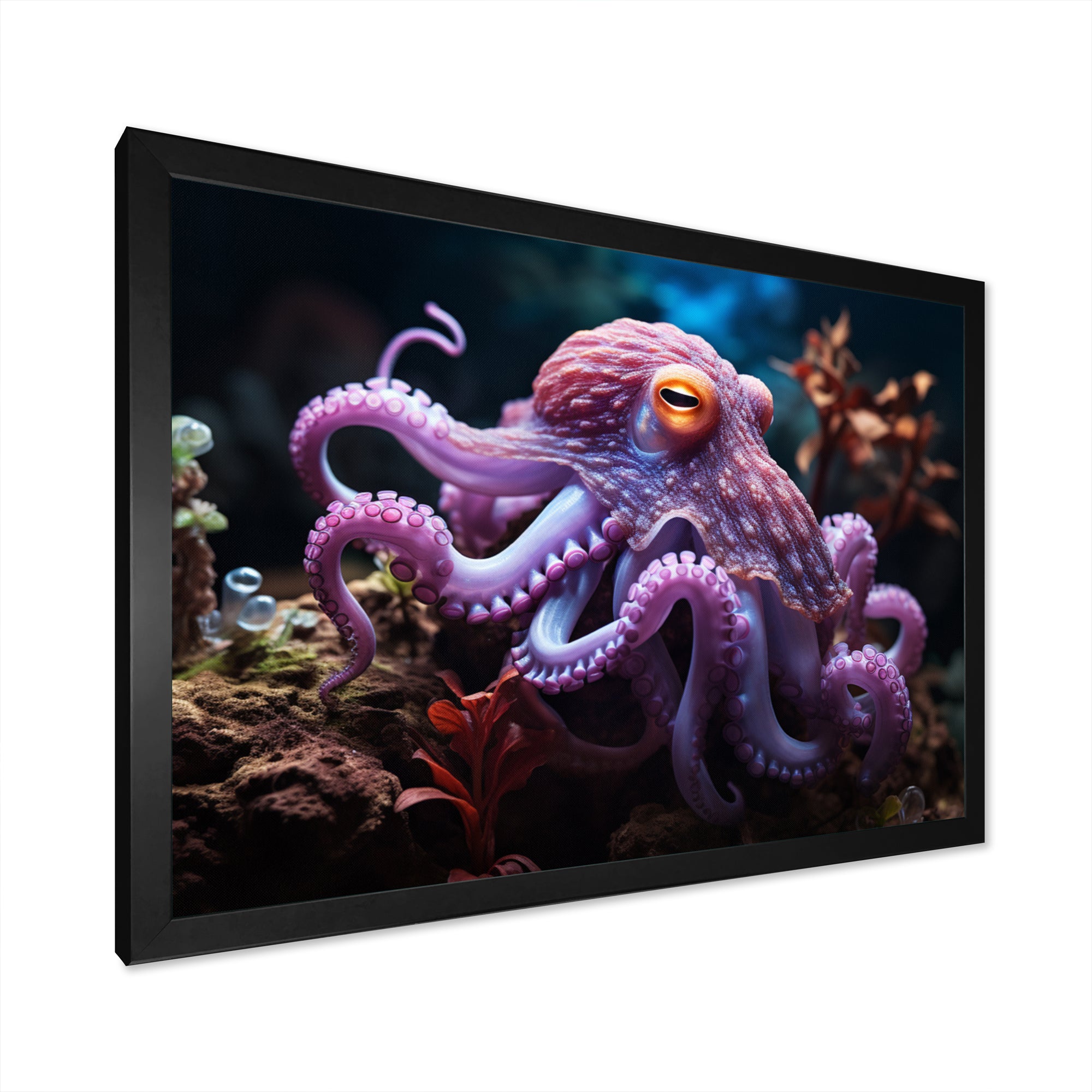 Purple Octopus Mystical Encounter - Purple Octopus Wall Art